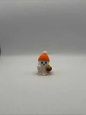 Halloween Ghost Toy with Orange Beanie and Pumpkin Accent 3D Printed